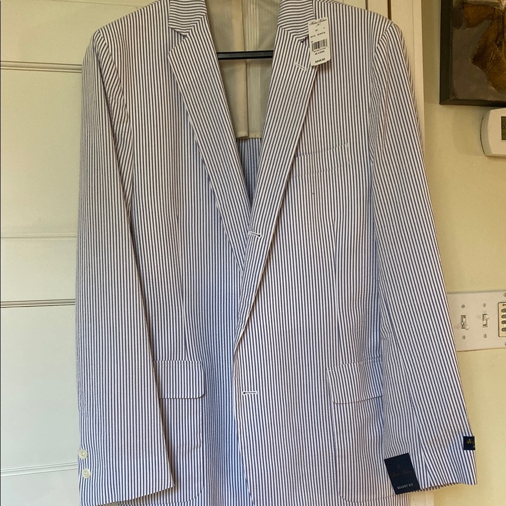 Brooks Brothers NWT 46 Long Regent Fit Blue and White Seersucker Men’s blazer